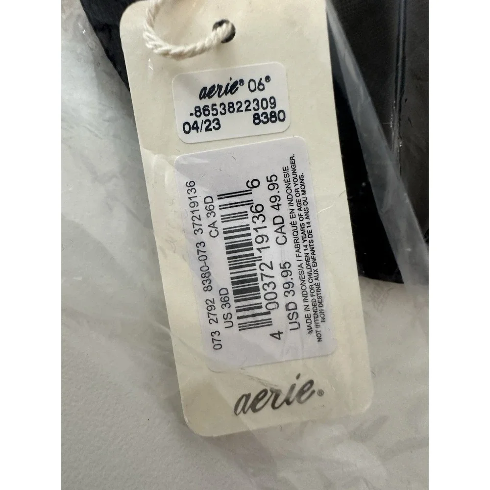 Aerie BRA SMOOTHEZ Mesh BALCONETTE Women 36D Black Intimate New - Picture 5 of 7